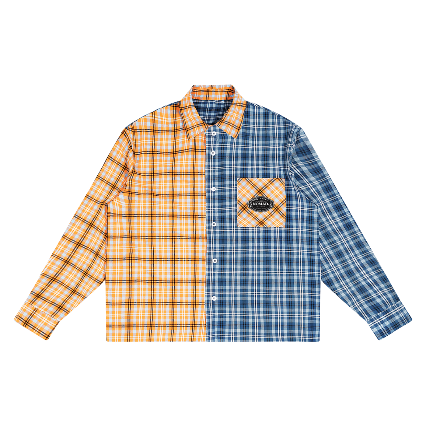 Unisex Oversized Plaid Color Block Shirt