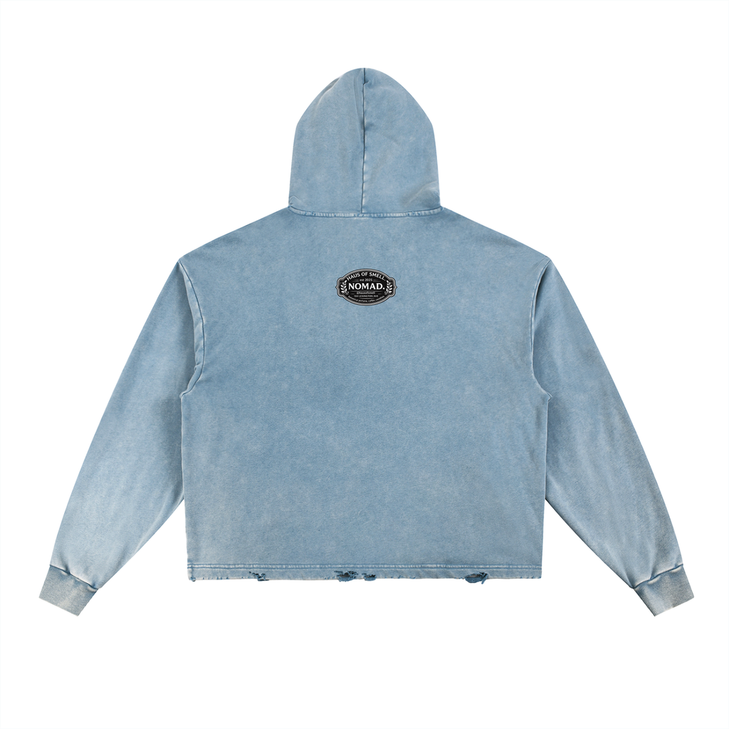 Vintage Washed Frayed-Hem Hoodie