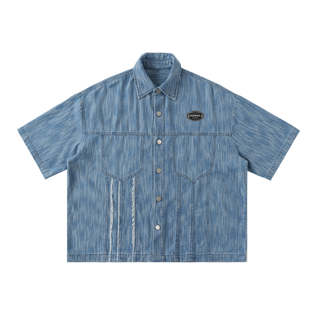 Distressed Wash Short-Sleeve Shirt